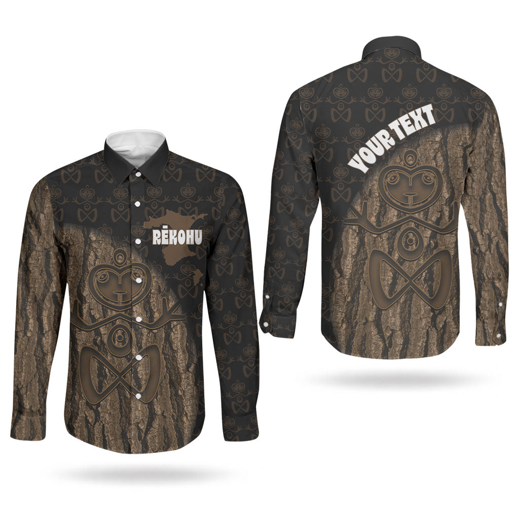 Moriori Kekoru New Zealand Personalised Couples Matching Tank Maxi Dress and Long Sleeve Button Shirt Kopi Rakau Carving Chatham Islands Map LT14 - Polynesian Pride