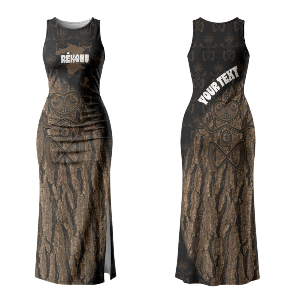 Moriori Kekoru New Zealand Personalised Couples Matching Tank Maxi Dress and Long Sleeve Button Shirt Kopi Rakau Carving Chatham Islands Map LT14 - Polynesian Pride