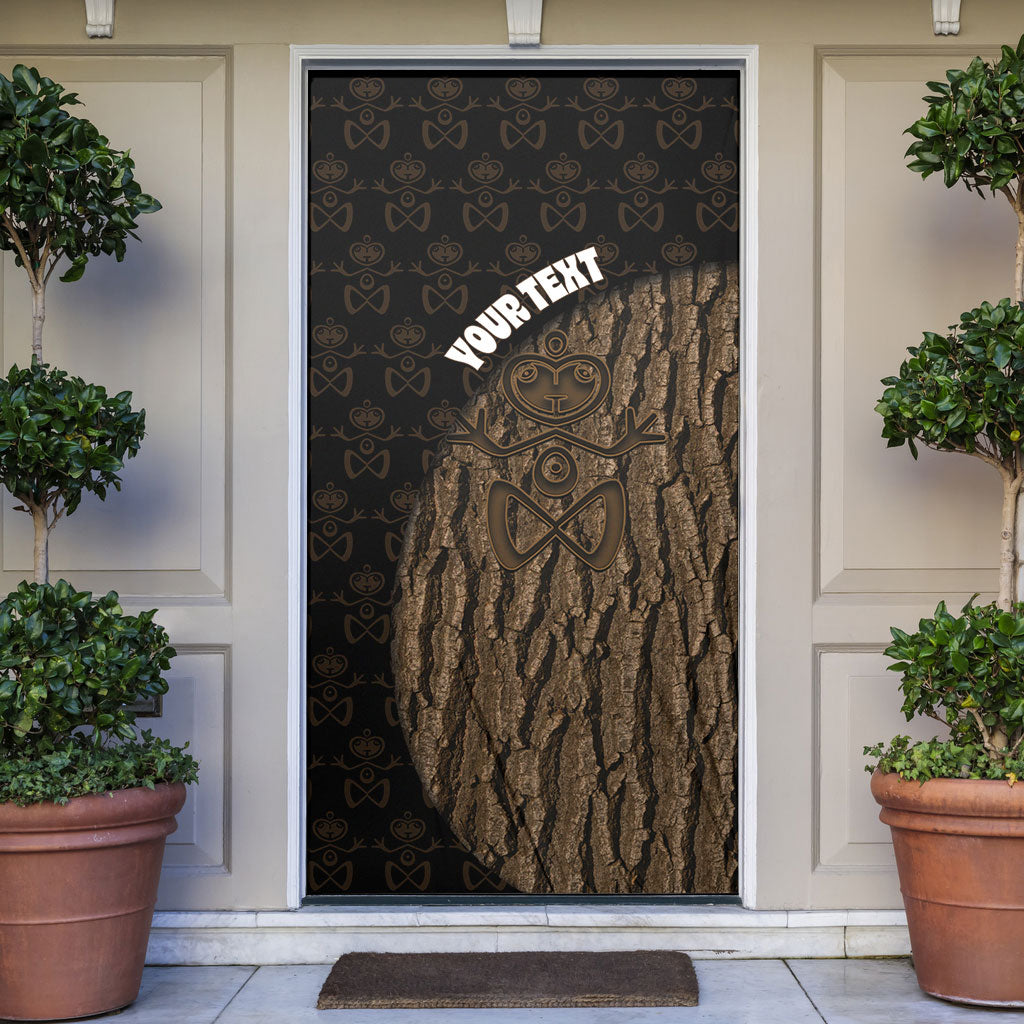Moriori Kekoru New Zealand Personalised Door Cover Kopi Rakau Carving Chatham Islands Map LT14 Black - Polynesian Pride