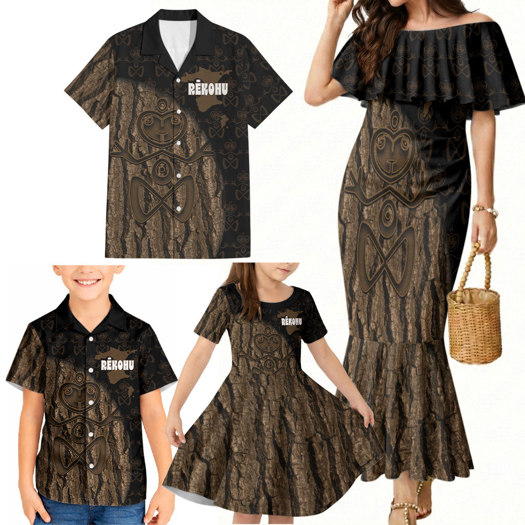 Moriori Kekoru New Zealand Personalised Family Matching Mermaid Dress and Hawaiian Shirt Kopi Rakau Carving Chatham Islands Map LT14 - Polynesian Pride