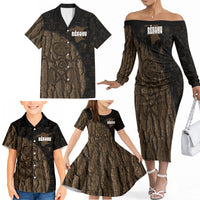 Moriori Kekoru New Zealand Personalised Family Matching Off The Shoulder Long Sleeve Dress and Hawaiian Shirt Kopi Rakau Carving Chatham Islands Map LT14 - Polynesian Pride