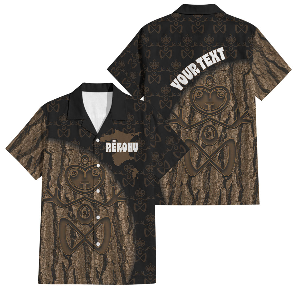 Moriori Kekoru New Zealand Personalised Family Matching Off Shoulder Maxi Dress and Hawaiian Shirt Kopi Rakau Carving Chatham Islands Map LT14 Dad's Shirt - Short Sleeve Black - Polynesian Pride