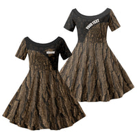 Moriori Kekoru New Zealand Personalised Family Matching Off Shoulder Short Dress and Hawaiian Shirt Kopi Rakau Carving Chatham Islands Map LT14 Daughter's Dress Black - Polynesian Pride