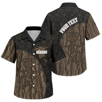 Moriori Kekoru New Zealand Personalised Family Matching Off Shoulder Short Dress and Hawaiian Shirt Kopi Rakau Carving Chatham Islands Map LT14 Son's Shirt Black - Polynesian Pride