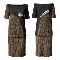 Moriori Kekoru New Zealand Personalised Family Matching Puletasi and Hawaiian Shirt Kopi Rakau Carving Chatham Islands Map LT14 Mom's Dress Black - Polynesian Pride