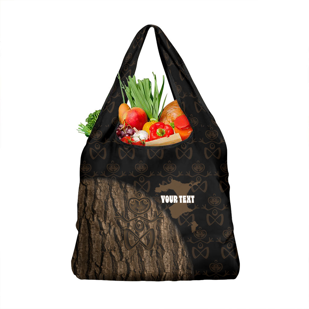 Moriori Kekoru New Zealand Personalised Grocery Bag Kopi Rakau Carving Chatham Islands Map LT14 1-pack One Size Black - Polynesian Pride