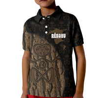 Moriori Kekoru New Zealand Personalised Kid Polo Shirt Kopi Rakau Carving Chatham Islands Map LT14 Kid Black - Polynesian Pride