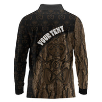 Moriori Kekoru New Zealand Personalised Long Sleeve Polo Shirt Kopi Rakau Carving Chatham Islands Map LT14 - Polynesian Pride