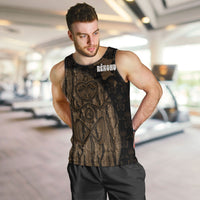 Moriori Kekoru New Zealand Personalised Men Tank Top Kopi Rakau Carving Chatham Islands Map LT14 Black - Polynesian Pride