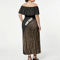 Moriori Kekoru New Zealand Personalised Off Shoulder Maxi Dress Kopi Rakau Carving Chatham Islands Map LT14 - Polynesian Pride