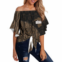 Moriori Kekoru New Zealand Personalised Off Shoulder Wrap Waist Top Kopi Rakau Carving Chatham Islands Map LT14 Black - Polynesian Pride