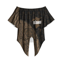 Moriori Kekoru New Zealand Personalised Off Shoulder Wrap Waist Top Kopi Rakau Carving Chatham Islands Map LT14 - Polynesian Pride