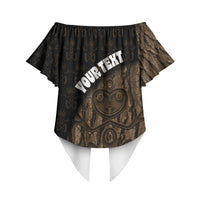 Moriori Kekoru New Zealand Personalised Off Shoulder Wrap Waist Top Kopi Rakau Carving Chatham Islands Map LT14 - Polynesian Pride