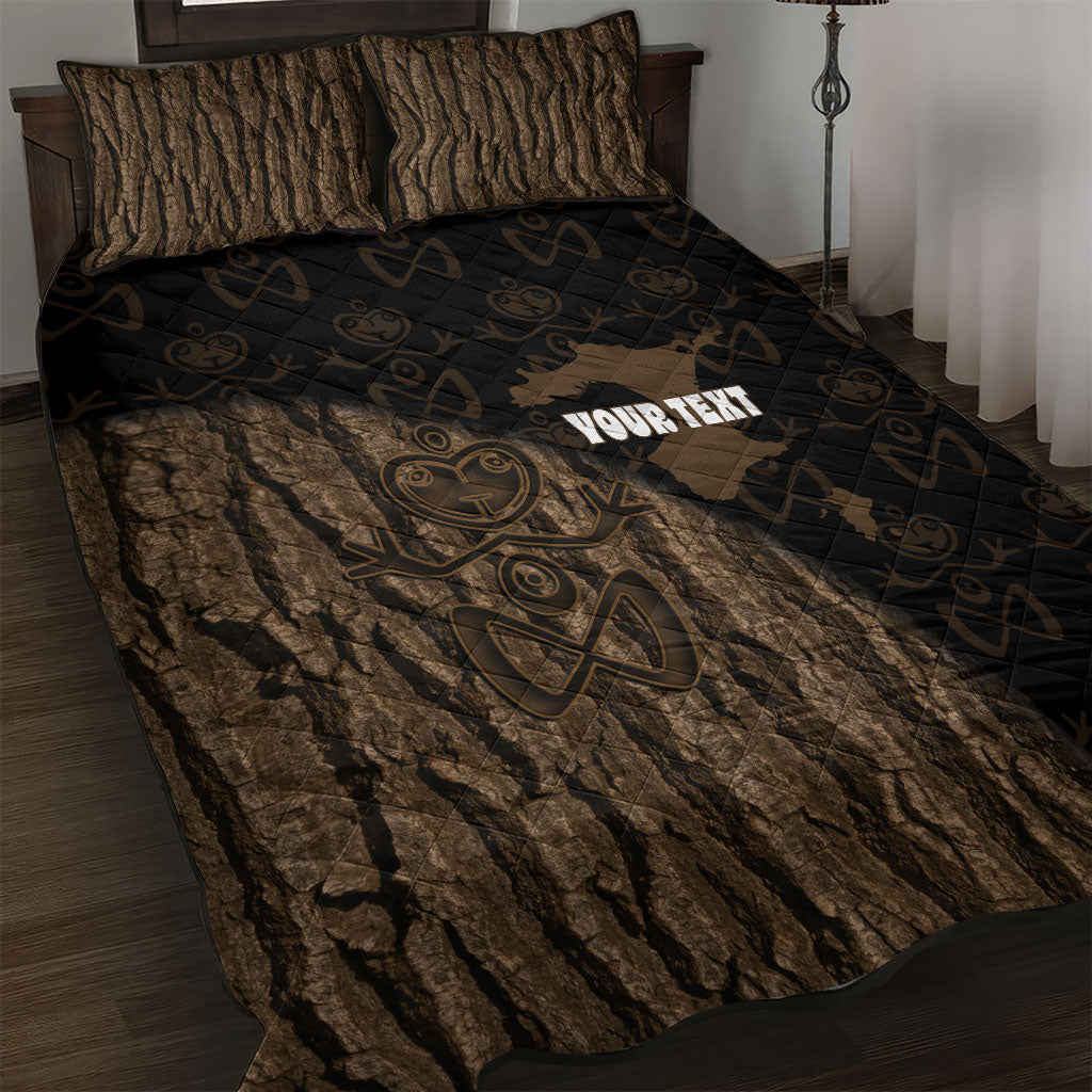 Moriori Kekoru New Zealand Personalised Quilt Bed Set Kopi Rakau Carving Chatham Islands Map LT14 Black - Polynesian Pride