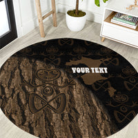 Moriori Kekoru New Zealand Personalised Round Carpet Kopi Rakau Carving Chatham Islands Map LT14 Black - Polynesian Pride