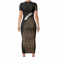 Moriori Kekoru New Zealand Personalised Short Sleeve Bodycon Dress Kopi Rakau Carving Chatham Islands Map LT14 - Polynesian Pride