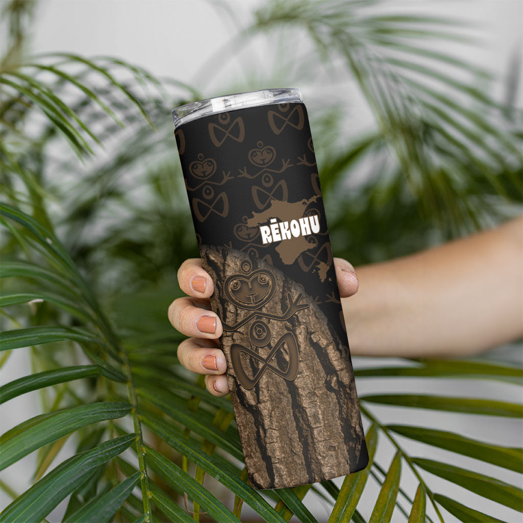 Moriori Kekoru New Zealand Personalised Skinny Tumbler Kopi Rakau Carving Chatham Islands Map LT14 - Polynesian Pride