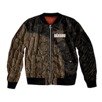 Moriori Kekoru New Zealand Personalised Sleeve Zip Bomber Jacket Kopi Rakau Carving Chatham Islands Map LT14 Unisex Black - Polynesian Pride
