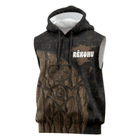Moriori Kekoru New Zealand Personalised Sleeveless Hoodie Kopi Rakau Carving Chatham Islands Map LT14 Black - Polynesian Pride