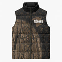 Moriori Kekoru New Zealand Personalised Sleeveless Puffer Jacket Kopi Rakau Carving Chatham Islands Map LT14 Unisex Black - Polynesian Pride