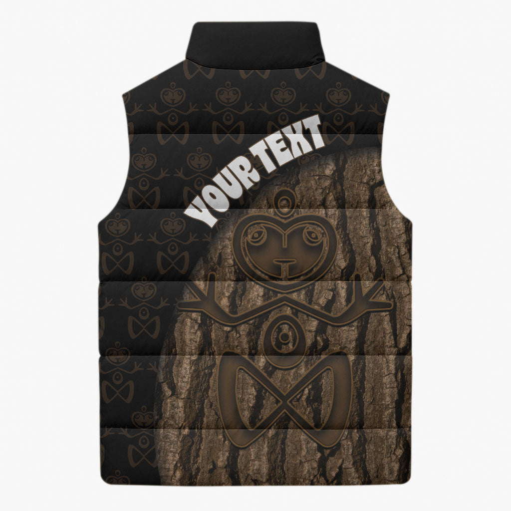Moriori Kekoru New Zealand Personalised Sleeveless Puffer Jacket Kopi Rakau Carving Chatham Islands Map LT14 - Polynesian Pride