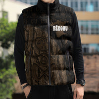 Moriori Kekoru New Zealand Personalised Sleeveless Puffer Jacket Kopi Rakau Carving Chatham Islands Map LT14 - Polynesian Pride