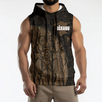 Moriori Kekoru New Zealand Personalised Sleeveless Zip Hoodie Kopi Rakau Carving Chatham Islands Map LT14 - Polynesian Pride