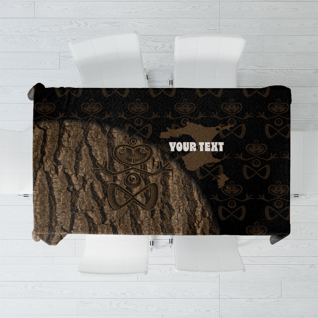Moriori Kekoru New Zealand Personalised Tablecloth Kopi Rakau Carving Chatham Islands Map LT14 Black - Polynesian Pride