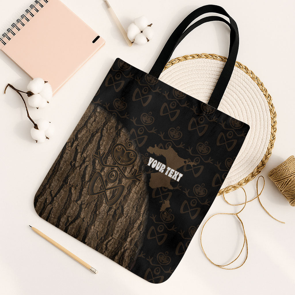 Moriori Kekoru New Zealand Personalised Tote Bag Kopi Rakau Carving Chatham Islands Map LT14 Black Strap One Size Black - Polynesian Pride