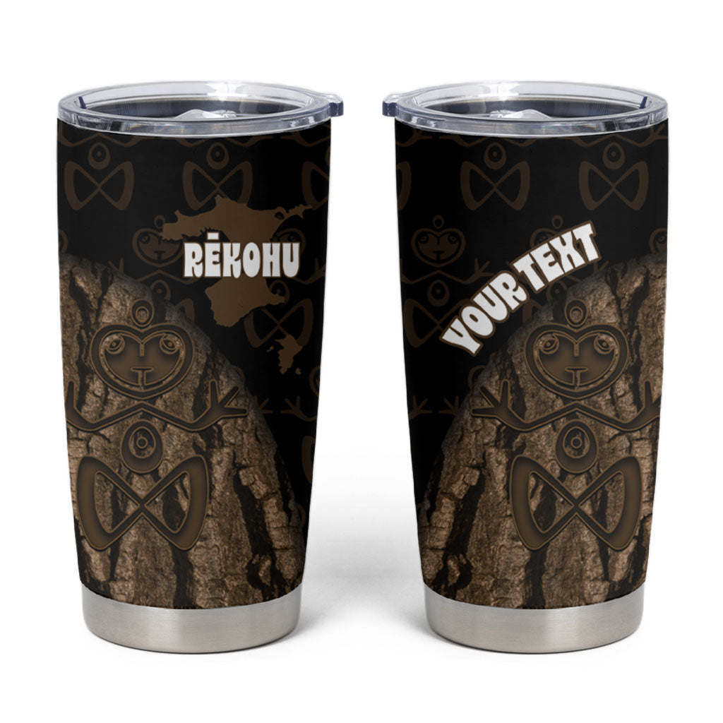 Moriori Kekoru New Zealand Personalised Tumbler Cup Kopi Rakau Carving Chatham Islands Map LT14 Black - Polynesian Pride
