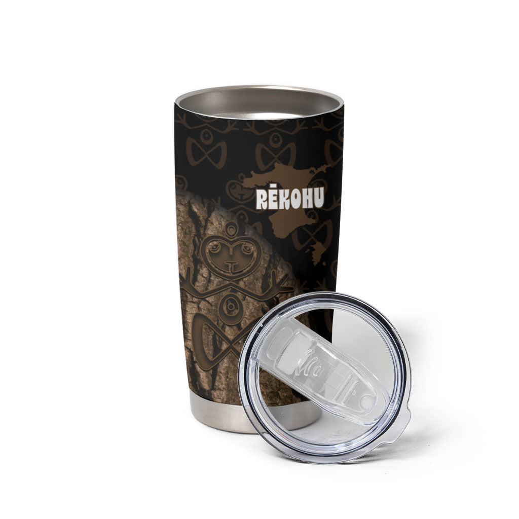 Moriori Kekoru New Zealand Personalised Tumbler Cup Kopi Rakau Carving Chatham Islands Map LT14 - Polynesian Pride