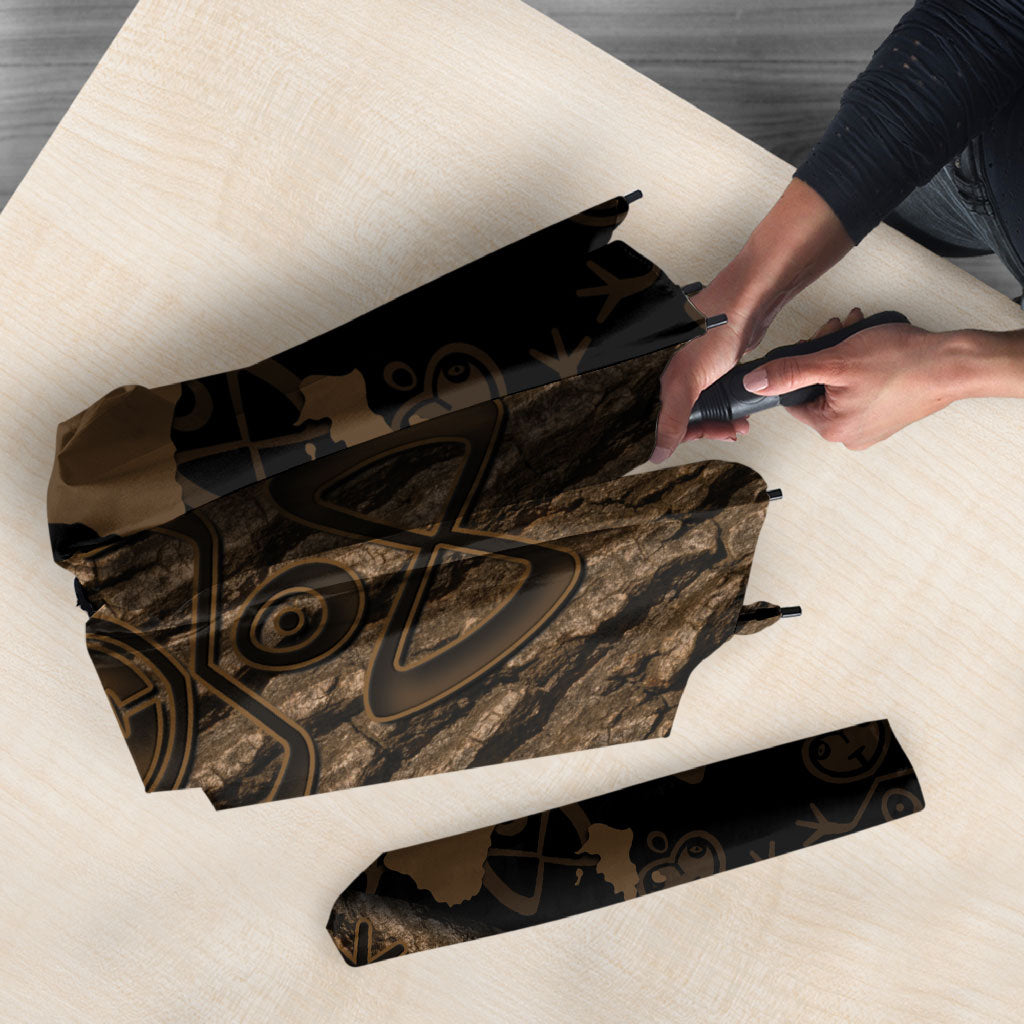 Moriori Kekoru New Zealand Personalised Umbrella Kopi Rakau Carving Chatham Islands Map LT14 - Polynesian Pride
