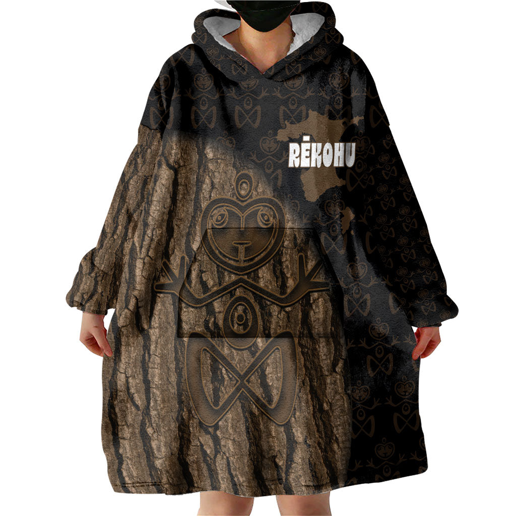 Moriori Kekoru New Zealand Personalised Wearable Blanket Hoodie Kopi Rakau Carving Chatham Islands Map LT14 - Polynesian Pride