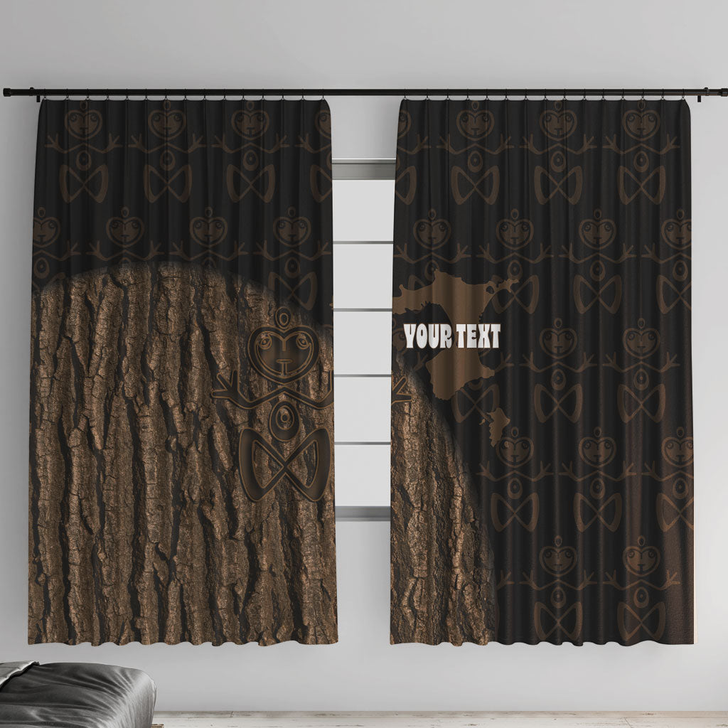 Moriori Kekoru New Zealand Personalised Window Curtain Kopi Rakau Carving Chatham Islands Map LT14 With Hooks Black - Polynesian Pride