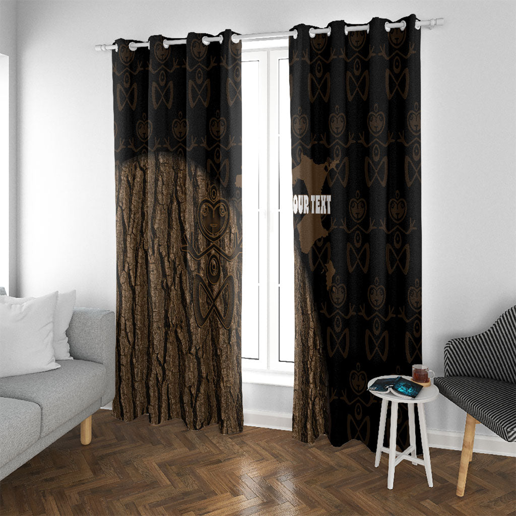 Moriori Kekoru New Zealand Personalised Window Curtain Kopi Rakau Carving Chatham Islands Map LT14 With Grommets Black - Polynesian Pride