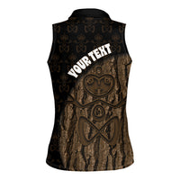Moriori Kekoru New Zealand Personalised Women Sleeveless Polo Shirt Kopi Rakau Carving Chatham Islands Map LT14 - Polynesian Pride