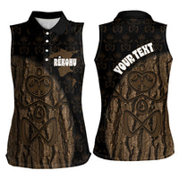 Moriori Kekoru New Zealand Personalised Women Sleeveless Polo Shirt Kopi Rakau Carving Chatham Islands Map LT14 - Polynesian Pride