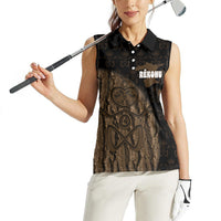 Moriori Kekoru New Zealand Personalised Women Sleeveless Polo Shirt Kopi Rakau Carving Chatham Islands Map LT14 - Polynesian Pride