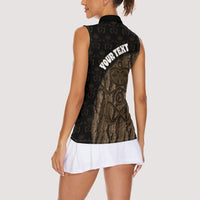 Moriori Kekoru New Zealand Personalised Women Sleeveless Polo Shirt Kopi Rakau Carving Chatham Islands Map LT14 - Polynesian Pride