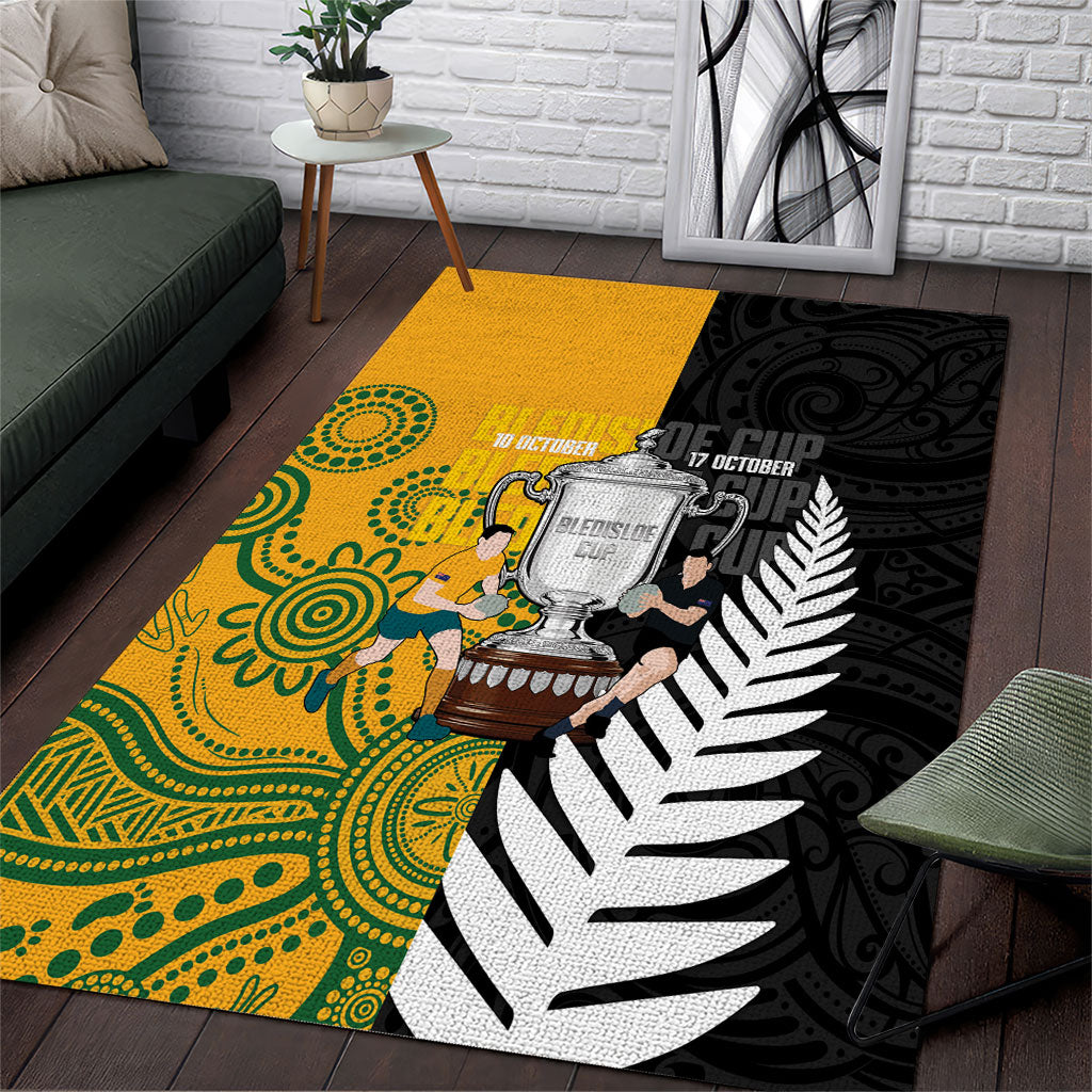 New Zealand Australia Rugby Bledisloe 2026 Area Rug Champion Trophy Maori Aboriginal Art LT14 Multicolor - Polynesian Pride