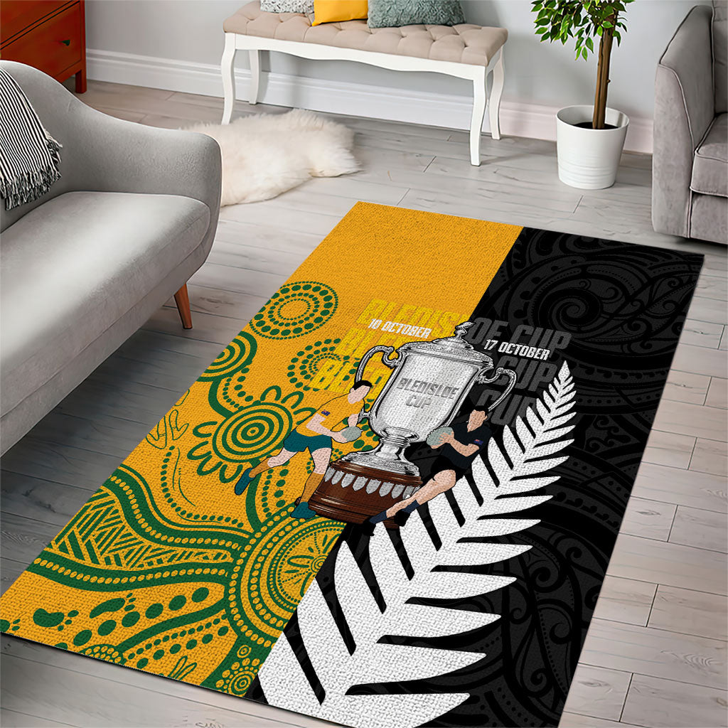 New Zealand Australia Rugby Bledisloe 2026 Area Rug Champion Trophy Maori Aboriginal Art LT14 - Polynesian Pride