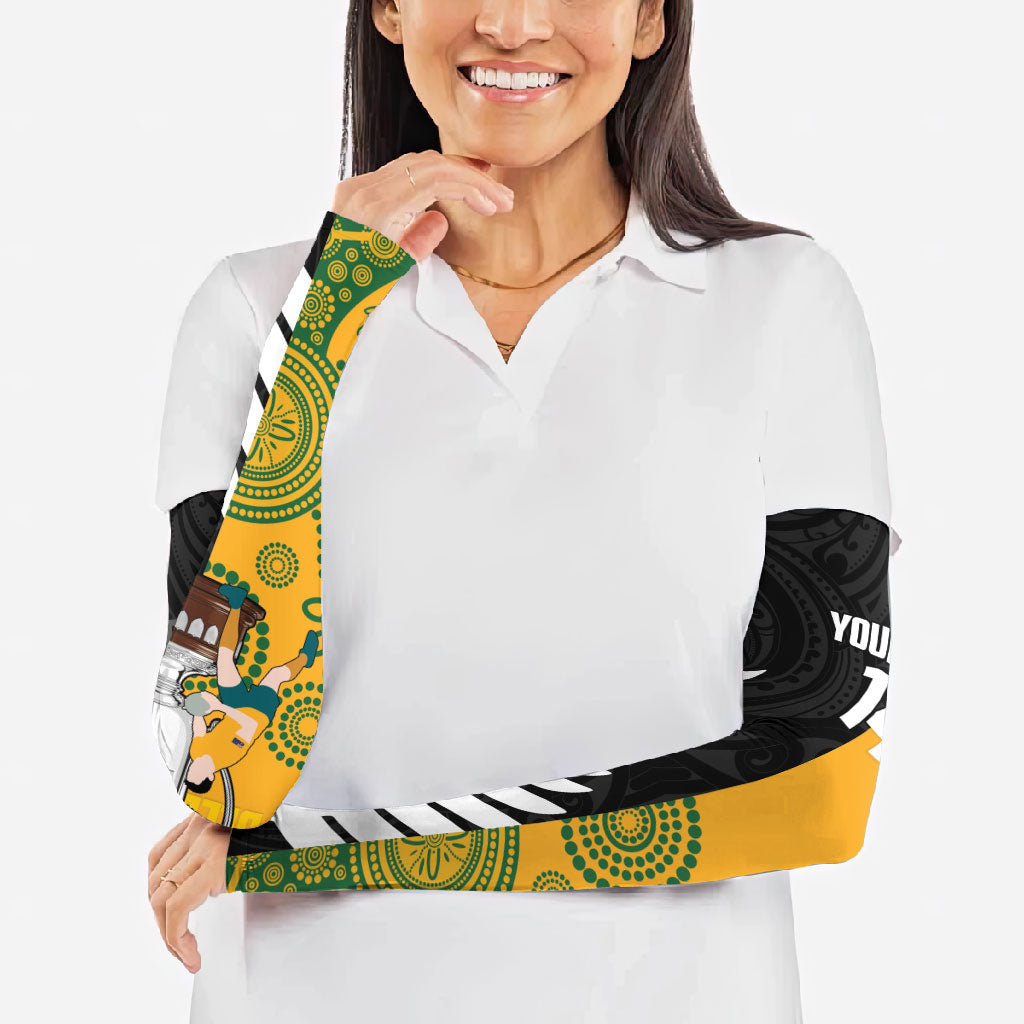 New Zealand Australia Rugby Bledisloe 2026 Custom Arm Sleeves Champion Trophy Maori Aboriginal Art LT14 - Polynesian Pride