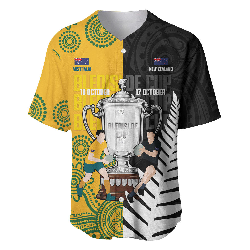 New Zealand Australia Rugby Bledisloe 2026 Custom Baseball Jersey Champion Trophy Maori Aboriginal Art LT14 Multicolor - Polynesian Pride