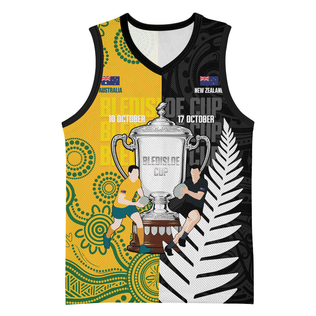 New Zealand Australia Rugby Bledisloe 2026 Custom Basketball Jersey Champion Trophy Maori Aboriginal Art LT14 Unisex Multicolor - Polynesian Pride