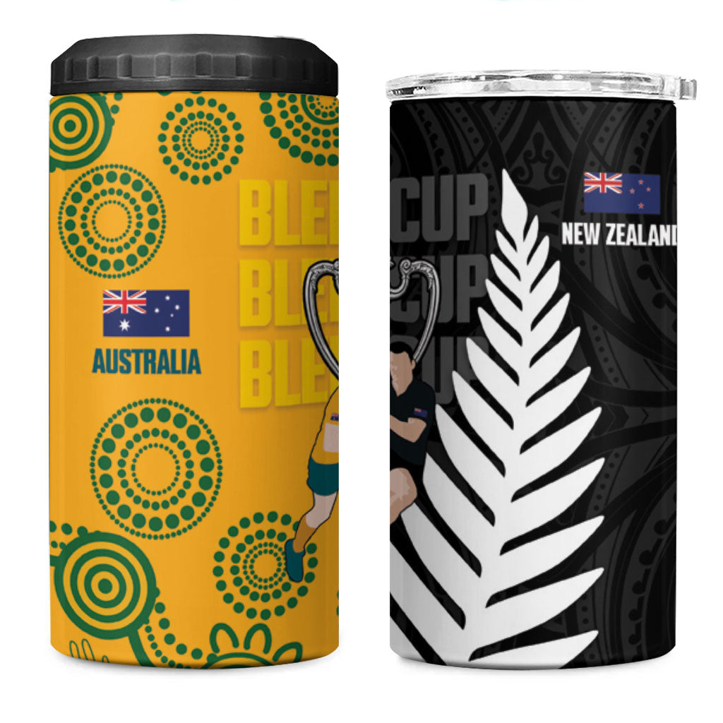 New Zealand Australia Rugby Bledisloe 2026 4 in 1 Can Cooler Tumbler Champion Trophy Maori Aboriginal Art LT14 One Size: 16 oz Multicolor - Polynesian Pride