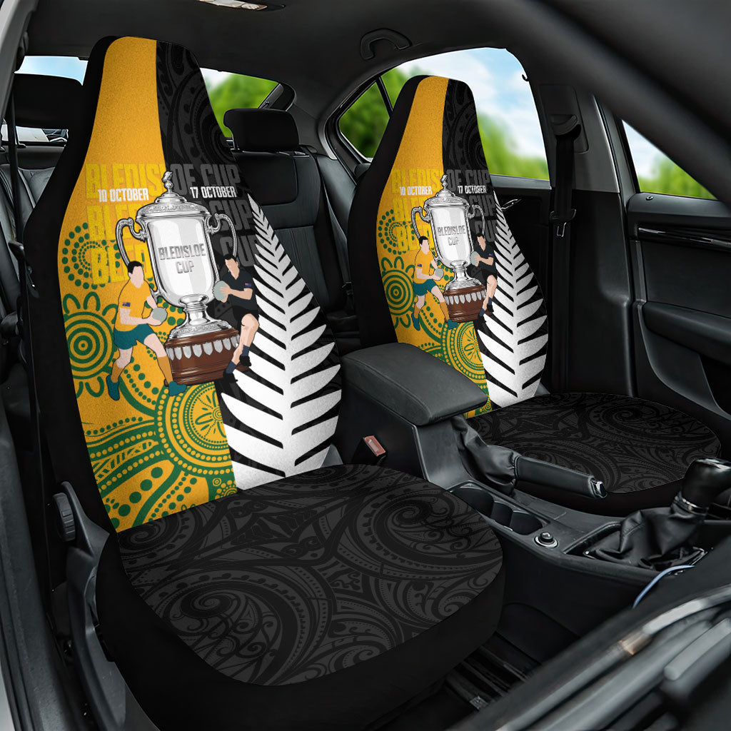 New Zealand Australia Rugby Bledisloe 2026 Car Seat Cover Champion Trophy Maori Aboriginal Art LT14 One Size Multicolor - Polynesian Pride