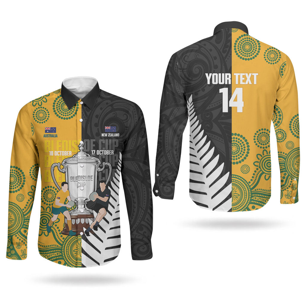 New Zealand Australia Rugby Bledisloe 2026 Custom Couples Matching Summer Maxi Dress and Long Sleeve Button Shirt Champion Trophy Maori Aboriginal Art LT14 - Polynesian Pride