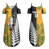 New Zealand Australia Rugby Bledisloe 2026 Custom Couples Matching Summer Maxi Dress and Long Sleeve Button Shirt Champion Trophy Maori Aboriginal Art LT14 - Polynesian Pride