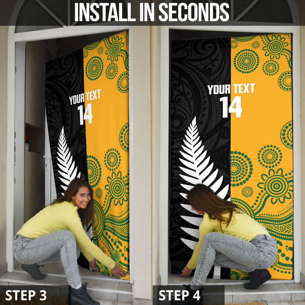 New Zealand Australia Rugby Bledisloe 2026 Custom Door Cover Champion Trophy Maori Aboriginal Art LT14 - Polynesian Pride