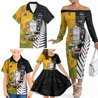 New Zealand Australia Rugby Bledisloe 2026 Custom Family Matching Off The Shoulder Long Sleeve Dress and Hawaiian Shirt Champion Trophy Maori Aboriginal Art LT14 - Polynesian Pride